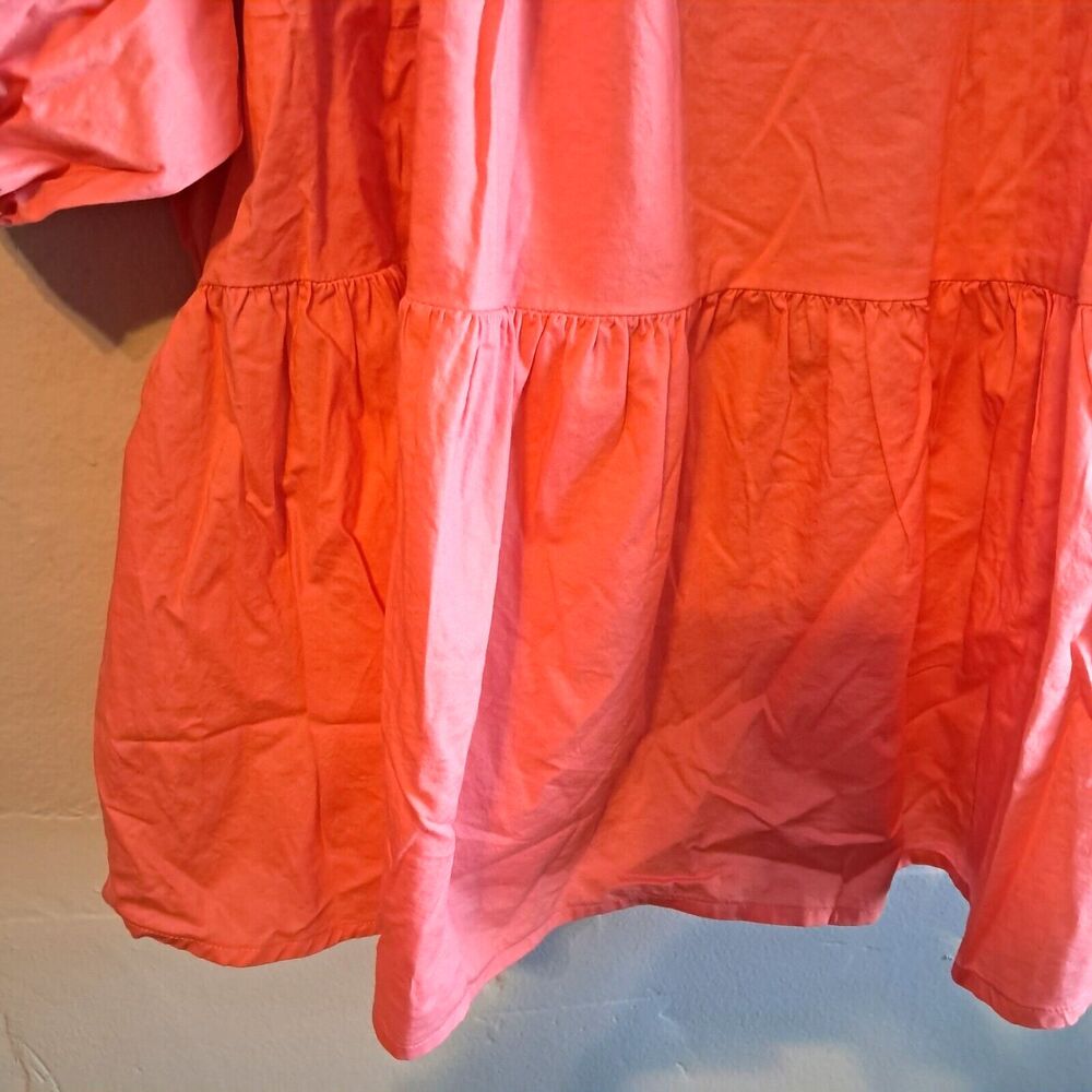 Old Navy Size 4X Blouse Coral Puff Sleeve Cutout Baby Doll Swing Blouse - Picture 4 of 16